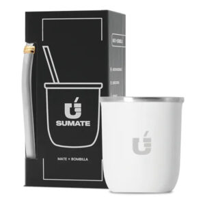 Mate Termico Sumate Acero Inoxidable Mas Bombilla Premium Color Viajero Blanco