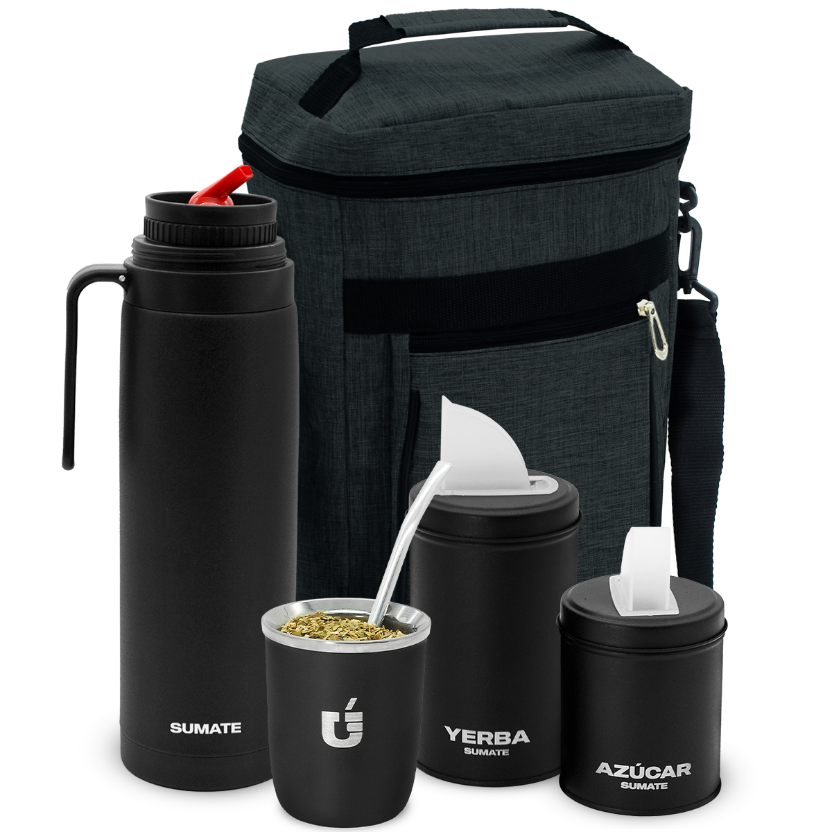 Termo Media Manija, Mate Viajero, Latas y Mochila