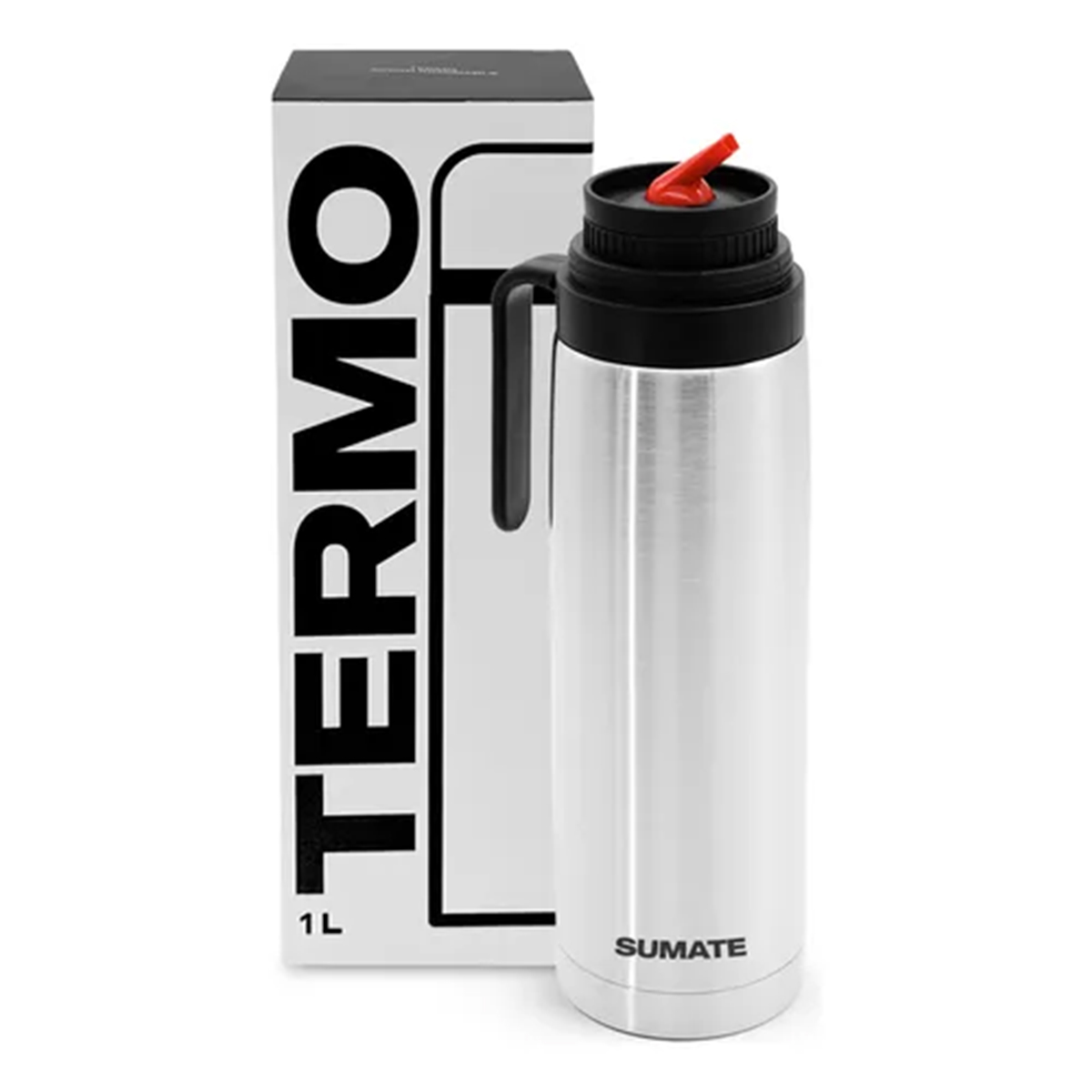Termo Sumate 1 Litro Acero Inoxidable Con Manija plateado