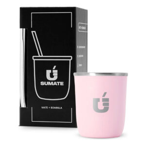 Mate Termico Sumate Acero Inoxidable Mas Bombilla Premium Color Rosa